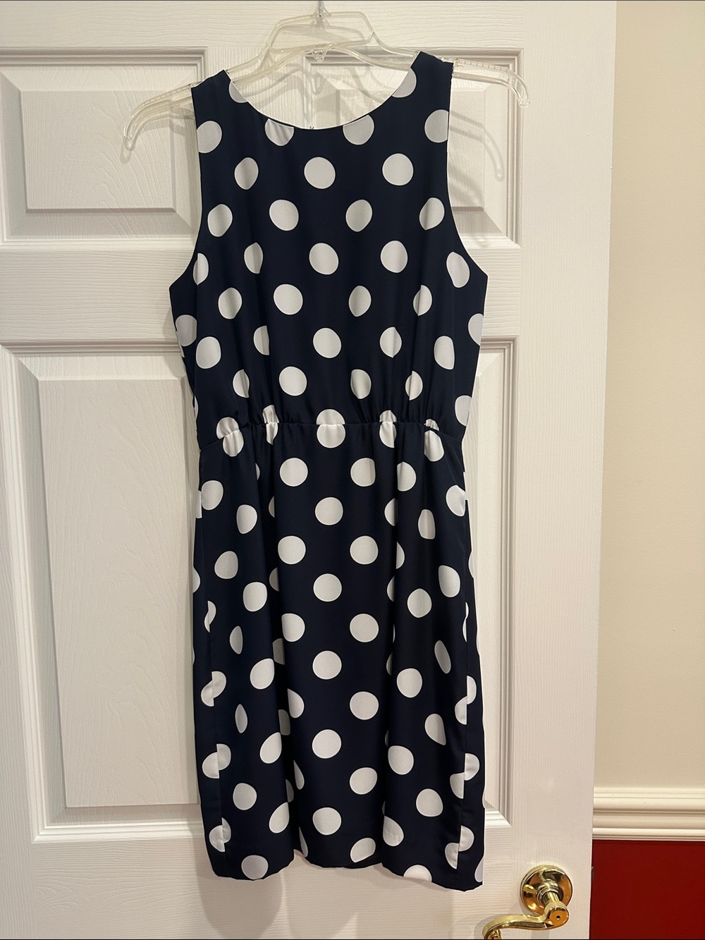 J. Crew Navy and White Polka Dot Sleeveless Mini Dress